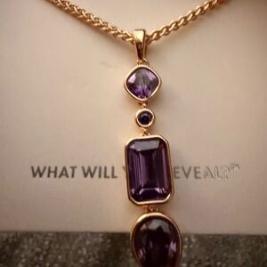 Chic Gold and Purple Gemstone Necklace